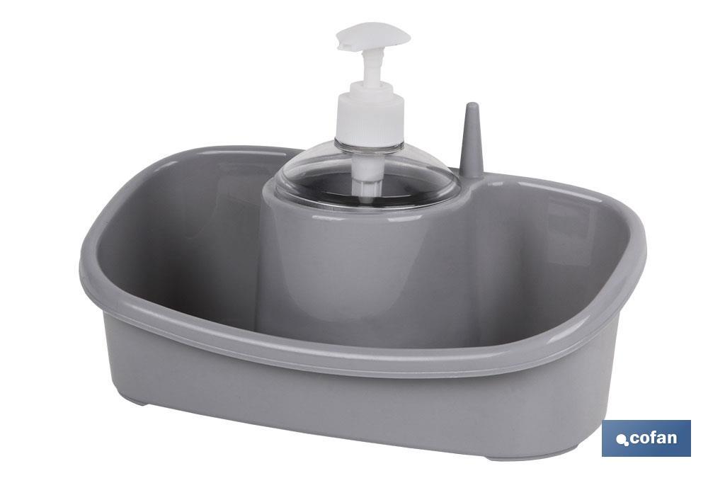 ESTROPAJERO CON DOSIFICADOR GRIS CLARO 26X13X16.5cm venta unitaria