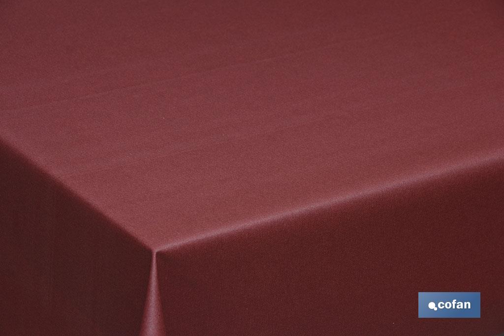 MANTEL ANTIMANCHAS RESINADO CONFECCIONADO 1,40X1,80 M 50 % ALG 50% POL. GRANATE