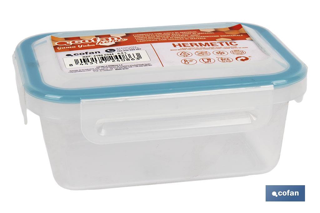 FIAMBRERA AZUL RECTANGULAR CON JUNTA BI-MATERIA MODELO YUBA 1,4 L