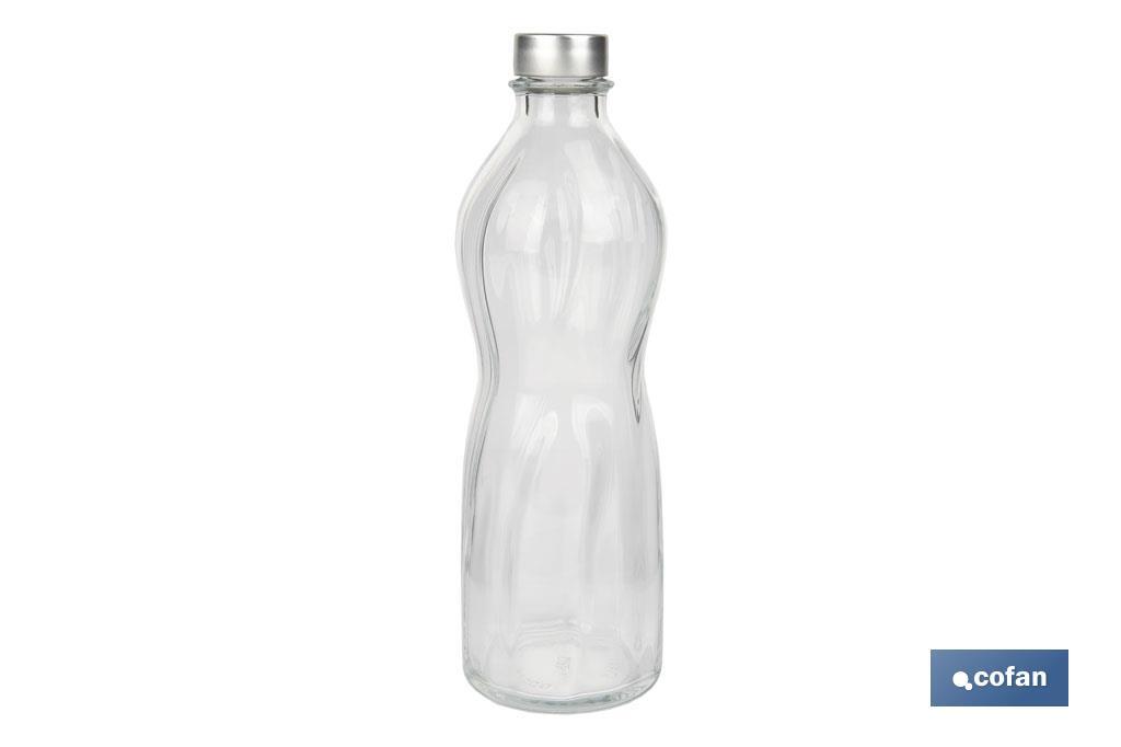 BOTELLA DE VIDRIO TRANSPARENTE TAPÓN ACERO INOXIDABLE 1 L VENTA UNITARIA