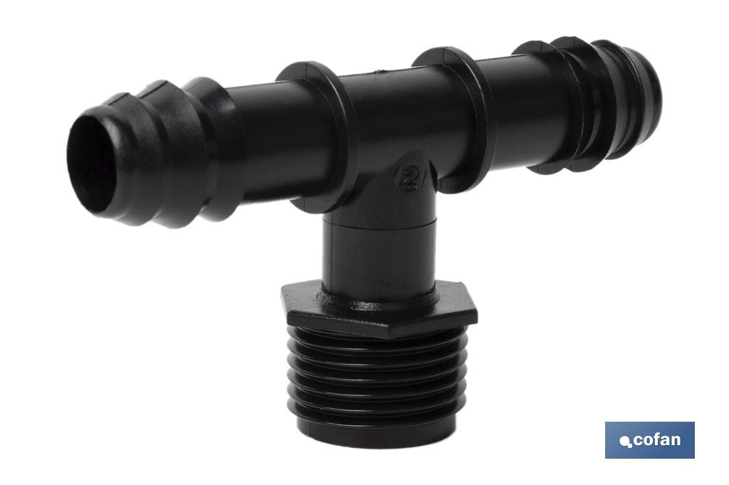 Conector T con doble empalme y rosca 1/2\"\" | Accesorio de riego imprescindible para cualquier instalación de riego por go